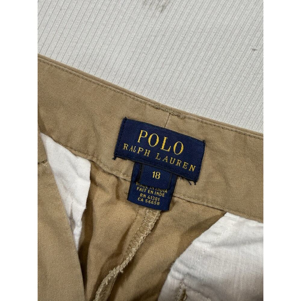 Polo Ralph Lauren Boys Size 18 Khaki Chino Shorts Tan Flat Front Youth - Picture 2 of 6